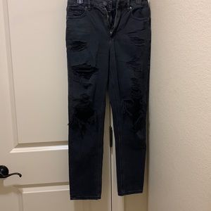 American Eagle distressed black jeans with holes size size 2.